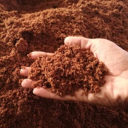 Cocopeat and neem powder used in farming setups.